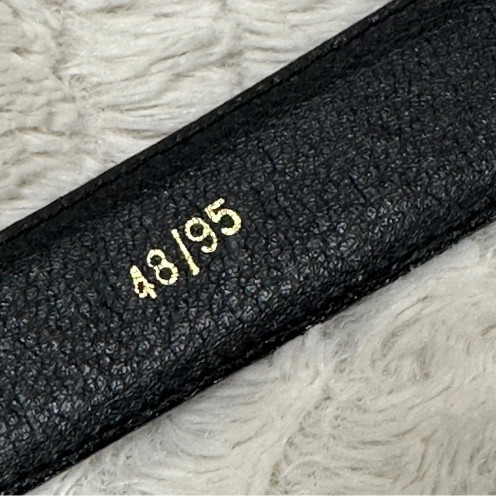 Vero Cuoio Gold & Silver Hardware Black Leather Belt, 48/95 EUC